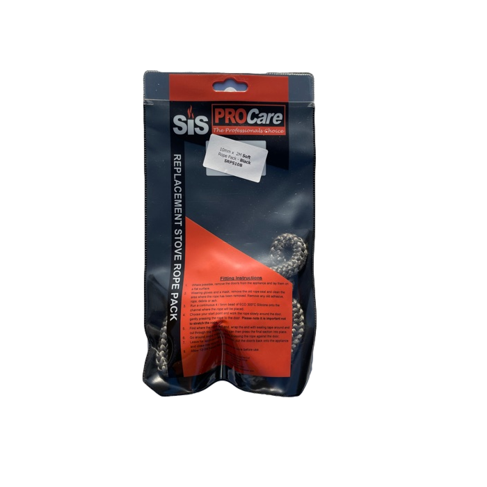 SIS Stove Rope Pack 10mm Soft Black (2 meter cut length)