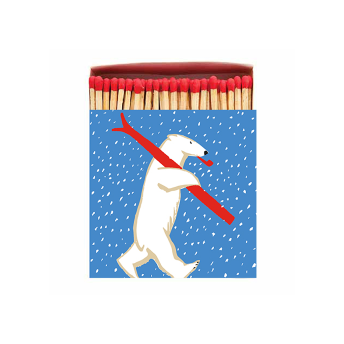 Archivist Gallery Christmas Skiing Polar Bear box of Matches